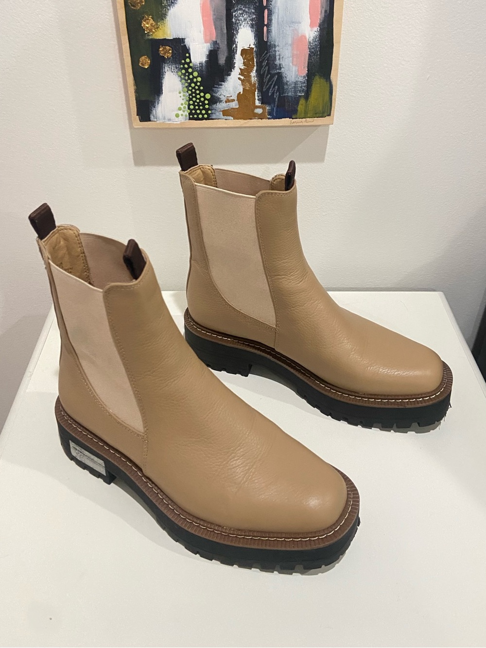 Sam Edelman Tan Chelsea Lug Booties
